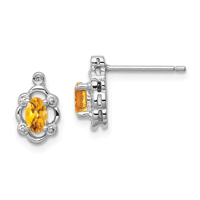 Goldia Sterling Silver Rhodiumplated Citrine u0026 Diamond Earrings Earrings Goldia Sterling Silver Rhodiumplated Citrine u0026 Diamond Earrings Earrings
