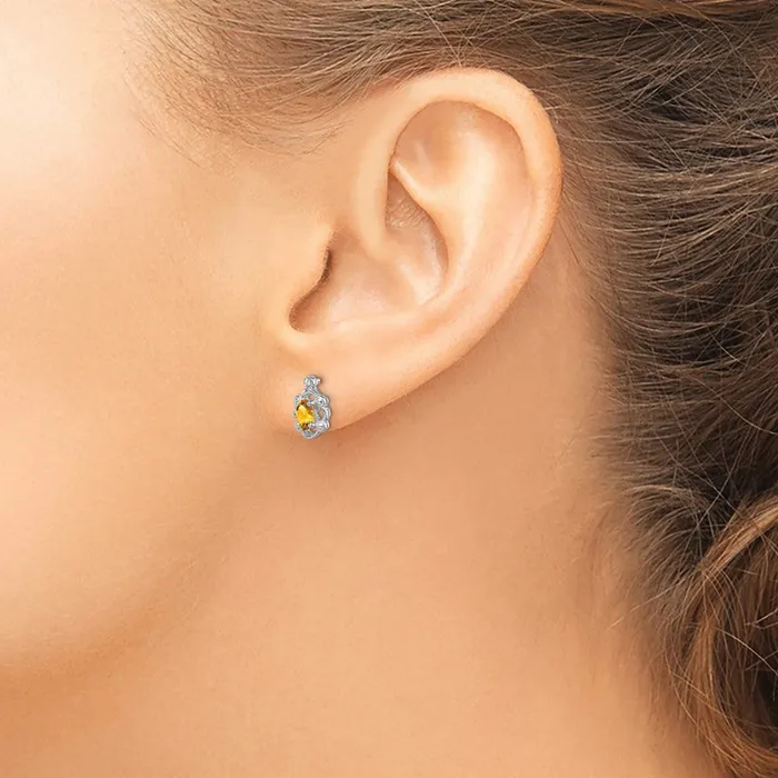 Goldia Sterling Silver Rhodiumplated Citrine u0026 Diamond Earrings Earrings