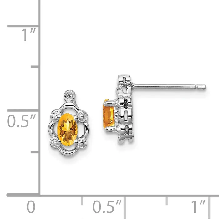 Goldia Sterling Silver Rhodiumplated Citrine u0026 Diamond Earrings Earrings