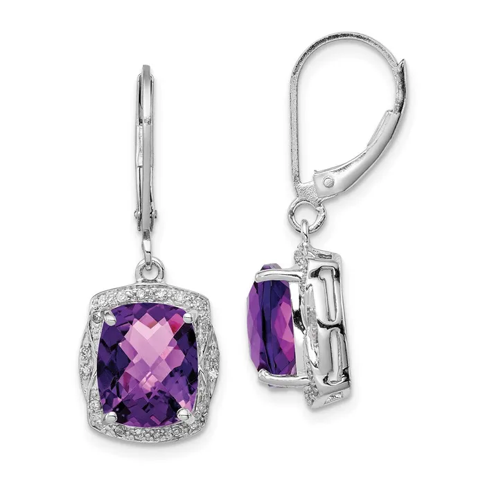 Goldia Sterling Silver Rhodiumplated Diamond and Amethyst Earrings Earrings Goldia Sterling Silver Rhodiumplated Diamond and Amethyst Earrings Earrings