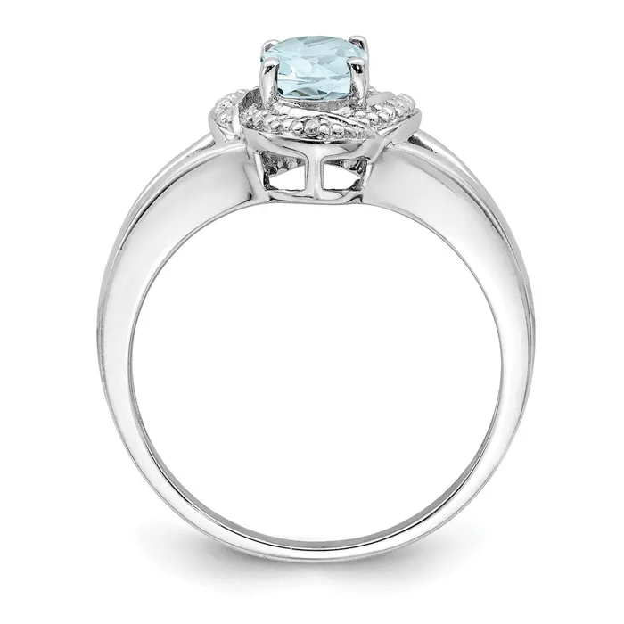 Goldia Sterling Silver Rhodiumplated Diamond u0026 Aquamarine Ring Rings
