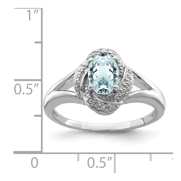 Goldia Sterling Silver Rhodiumplated Diamond u0026 Aquamarine Ring Rings