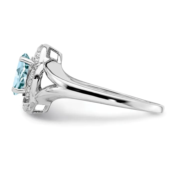 Goldia Sterling Silver Rhodiumplated Diamond u0026 Aquamarine Ring Rings