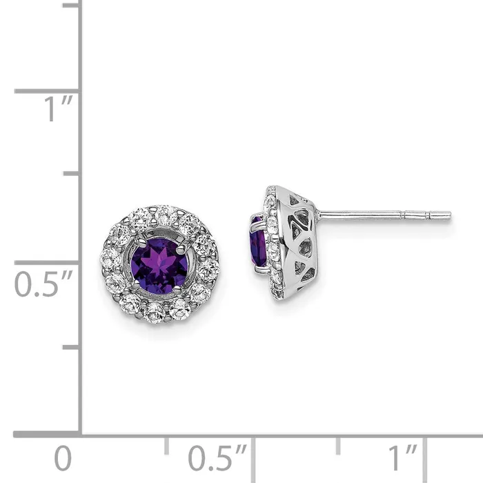Goldia Sterling Silver Rhodium Plated White Topaz and Amethyst Earrings Earrings