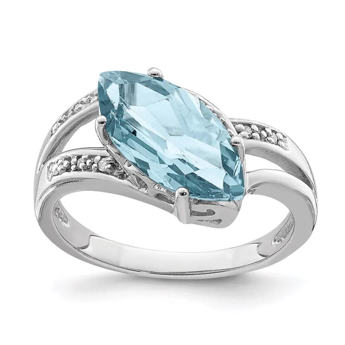 Goldia Sterling Silver Rhodium Sky Blue Topaz u0026 Diamond Ring Rings