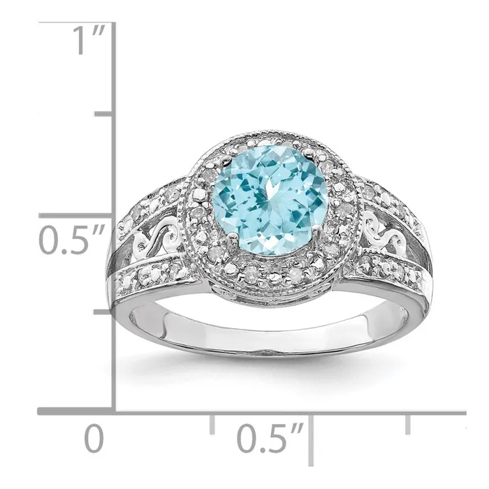 Goldia Sterling Silver Rhodium Sky Blue Topaz u0026 Diamond Ring Rings