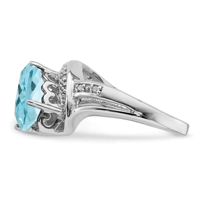 Goldia Sterling Silver Rhodium Sky Blue Topaz u0026 Diamond Ring Rings