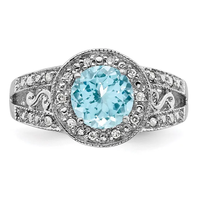 Goldia Sterling Silver Rhodium Sky Blue Topaz u0026 Diamond Ring Rings