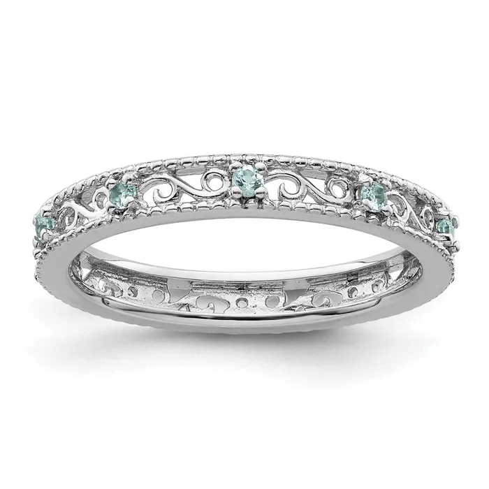 Goldia Sterling Silver Stackable Expressions Blue Topaz Ring Rings
