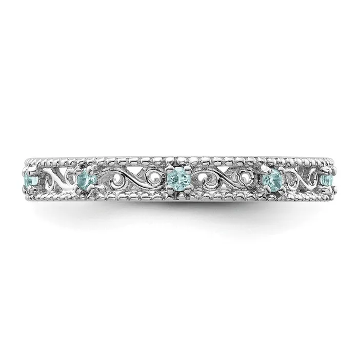Goldia Sterling Silver Stackable Expressions Blue Topaz Ring Rings