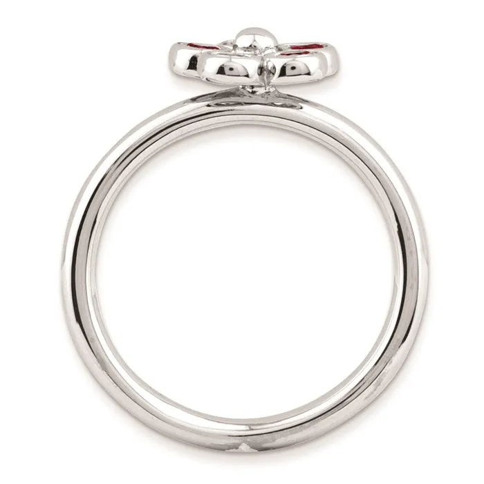 Goldia Sterling Silver Stackable Expressions Garnet Flower Ring Rings