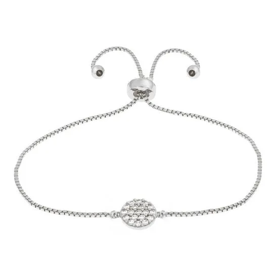 JMS always Bracelets Original Elegant Confetti Womens 18K White Gold Plated CZ Simulated Diamond Circle Adjustable Bolo Bracelet JMS always Bracelets Original Elegant Confetti Womens 18K White Gold Plated CZ Simulated Diamond Circle Adjustable Bolo Bracelet