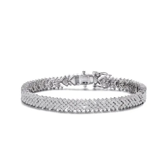 JMS always Bracelets Original Megan Walford Sterling Silver Clear Cubic Zirconia Cluster Arrow Tennis Bracelet