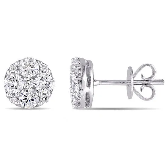 JMS always Earrings Original AMOUR 1 110 CT TW Diamond Cluster Stud Earrings In 14K White Gold JMS always Earrings Original AMOUR 1 110 CT TW Diamond Cluster Stud Earrings In 14K White Gold