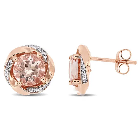 JMS always Earrings Original AMOUR 2 13 CT TGW Morganite and 110 CT TW Diamond Swirl Earrings In 10K Rose Gold JMS always Earrings Original AMOUR 2 13 CT TGW Morganite and 110 CT TW Diamond Swirl Earrings In 10K Rose Gold