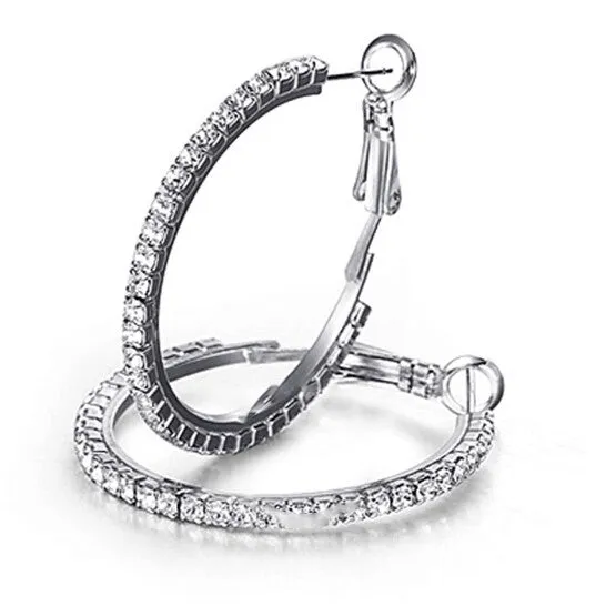 JMS always Earrings Original Diamond Muse CZ White Gold Over Sterling Silver Hoop Earrings for Women