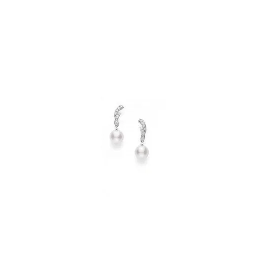 JMS always Earrings Original Mikimoto Akoya Pearl Diamond Dangle Earrings in 18K White Gold MEA10237ADXW JMS always Earrings Original Mikimoto Akoya Pearl Diamond Dangle Earrings in 18K White Gold MEA10237ADXW