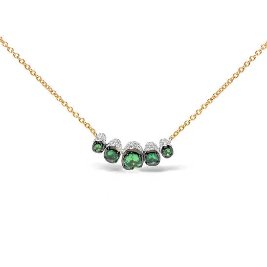 JMS always Necklaces Original 18K Rose Gold 34 Cttw Pave Diamonds and Graduated Green Tsavorite Gemstone Curved Bar Choker Necklace GH SI1SI2 JMS always Necklaces Original 18K Rose Gold 34 Cttw Pave Diamonds and Graduated Green Tsavorite Gemstone Curved Bar Choker Necklace GH SI1SI2
