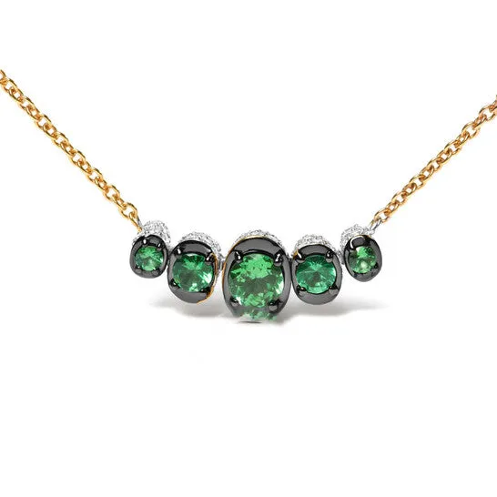 JMS always Necklaces Original 18K Rose Gold 34 Cttw Pave Diamonds and Graduated Green Tsavorite Gemstone Curved Bar Choker Necklace GH SI1SI2 JMS always Necklaces Original 18K Rose Gold 34 Cttw Pave Diamonds and Graduated Green Tsavorite Gemstone Curved Bar Choker Necklace GH SI1SI2