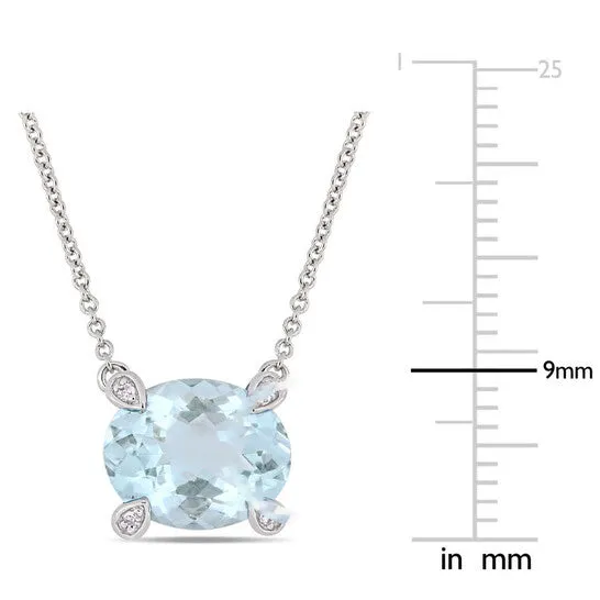 JMS always Necklaces Original AMOUR 2 110 CT TGW Ovalcut Aquamarine and Diamond Accent Station Necklace In 10K White Gold JMS always Necklaces Original AMOUR 2 110 CT TGW Ovalcut Aquamarine and Diamond Accent Station Necklace In 10K White Gold