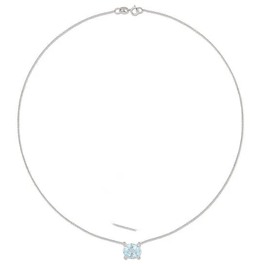 JMS always Necklaces Original AMOUR 2 110 CT TGW Ovalcut Aquamarine and Diamond Accent Station Necklace In 10K White Gold JMS always Necklaces Original AMOUR 2 110 CT TGW Ovalcut Aquamarine and Diamond Accent Station Necklace In 10K White Gold
