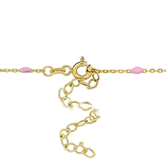 JMS always Necklaces Original Amour Pink Enamel Station Necklace in 14K Yellow Gold JMS always Necklaces Original Amour Pink Enamel Station Necklace in 14K Yellow Gold