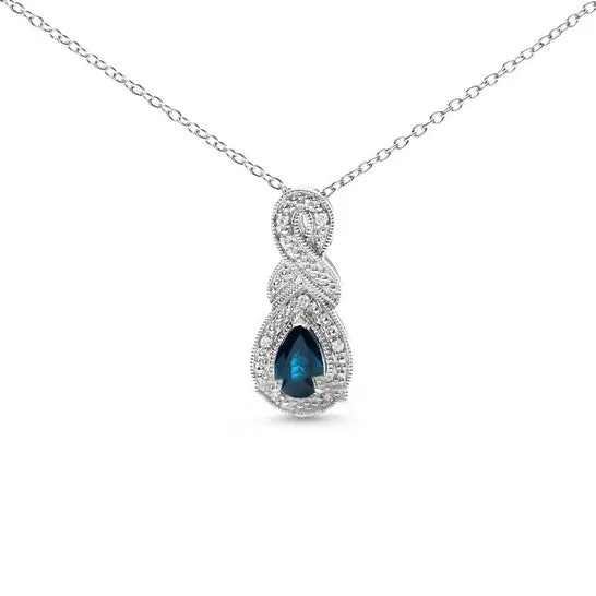JMS always Necklaces Original Haus of Brilliance 925 Sterling Silver 6x4mm Pear Sapphire and Diamond Accent Infinity Drop 18 Pendant Necklace HI Color SI1SI2 Clarity JMS always Necklaces Original Haus of Brilliance 925 Sterling Silver 6x4mm Pear Sapphire and Diamond Accent Infinity Drop 18 Pendant Necklace HI Color SI1SI2 Clarity