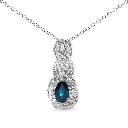 JMS always Necklaces Original Haus of Brilliance 925 Sterling Silver 6x4mm Pear Sapphire and Diamond Accent Infinity Drop 18 Pendant Necklace HI Color SI1SI2 Clarity JMS always Necklaces Original Haus of Brilliance 925 Sterling Silver 6x4mm Pear Sapphire and Diamond Accent Infinity Drop 18 Pendant Necklace HI Color SI1SI2 Clarity