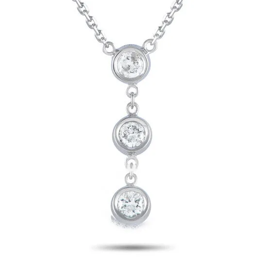 JMS always Necklaces Original LB Exclusive 14K White Gold 045ct Diamond 3 Stone Necklace