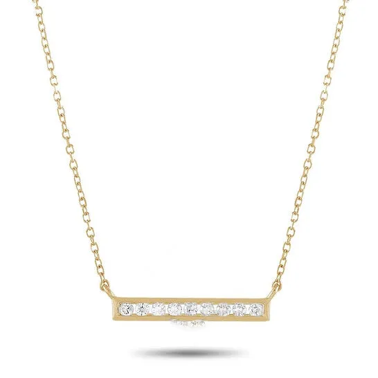 JMS always Necklaces Original LB Exclusive 14K Yellow Gold 010ct Diamond Bar Necklace