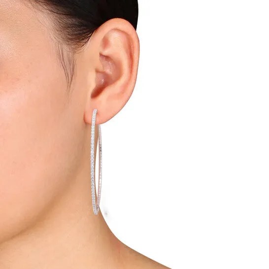 JMS always Original AMOUR 1 12 CT TDW Diamond Hoop Earrings In 14K White Gold Earrings JMS always Original AMOUR 1 12 CT TDW Diamond Hoop Earrings In 14K White Gold Earrings