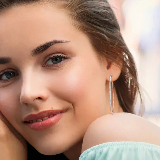 JMS always Original AMOUR 1 12 CT TDW Diamond Hoop Earrings In 14K White Gold Earrings JMS always Original AMOUR 1 12 CT TDW Diamond Hoop Earrings In 14K White Gold Earrings