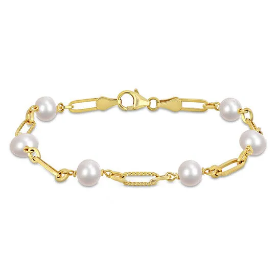 JMS always Original AMOUR 775mm Cultured Freshwater Pearl Station Link Bracelet In Yellow Plated Sterling Silver Bracelets JMS always Original AMOUR 775mm Cultured Freshwater Pearl Station Link Bracelet In Yellow Plated Sterling Silver Bracelets