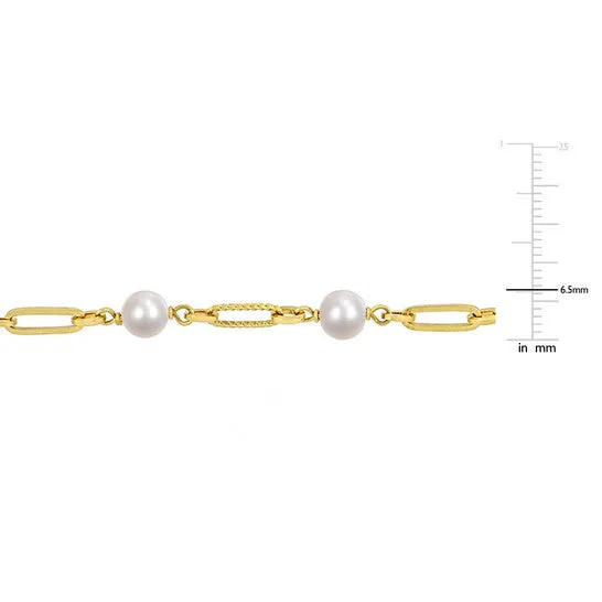 JMS always Original AMOUR 775mm Cultured Freshwater Pearl Station Link Bracelet In Yellow Plated Sterling Silver Bracelets JMS always Original AMOUR 775mm Cultured Freshwater Pearl Station Link Bracelet In Yellow Plated Sterling Silver Bracelets