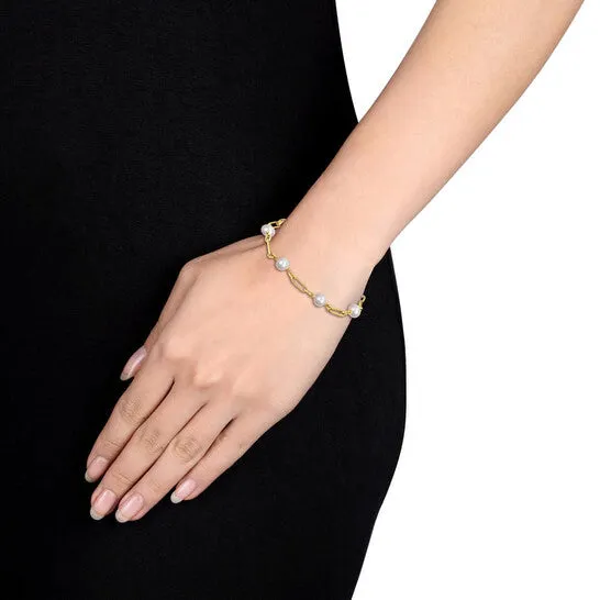 JMS always Original AMOUR 775mm Cultured Freshwater Pearl Station Link Bracelet In Yellow Plated Sterling Silver Bracelets JMS always Original AMOUR 775mm Cultured Freshwater Pearl Station Link Bracelet In Yellow Plated Sterling Silver Bracelets