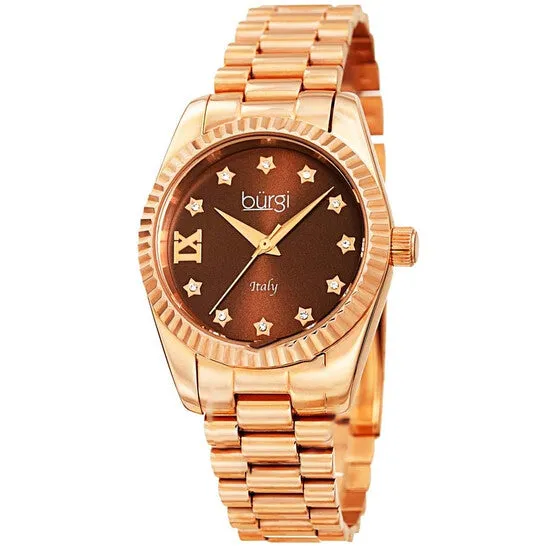 JMS always Original Burgi Designer Quartz Crystal Brown Dial Ladies Watch BUR194RGBR Watches JMS always Original Burgi Designer Quartz Crystal Brown Dial Ladies Watch BUR194RGBR Watches