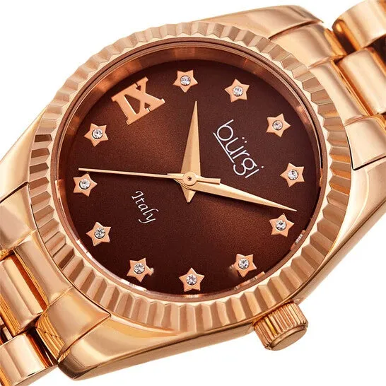 JMS always Original Burgi Designer Quartz Crystal Brown Dial Ladies Watch BUR194RGBR Watches JMS always Original Burgi Designer Quartz Crystal Brown Dial Ladies Watch BUR194RGBR Watches