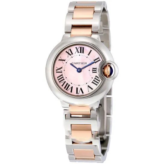 JMS always Original Cartier Ballon Bleu Mother of Pearl Stainless Steel and 18kt Rose Gold Ladies Watch W2BB0009 Necklaces