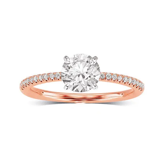 JMS always Original DiamondMuse 200 Cttw Round Swarovski White Solitaire Diamond Engagement Ring in Pink Tone over Sterling Silver Rings