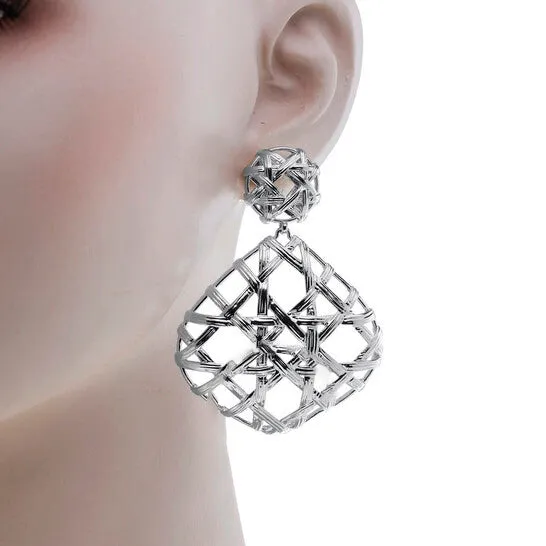 JMS always Original Kendra Scott Natalie Rhodium Plated Statement Earrings 4217718117 Earrings
