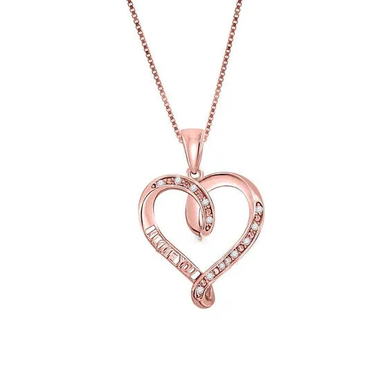 JMS always Original Maulijewels 10K Rose Gold 005 Carat Diamond I LOVE YOU Pendant with 18 Gold Plated 925 Sterling Silver Box Chain Necklaces JMS always Original Maulijewels 10K Rose Gold 005 Carat Diamond I LOVE YOU Pendant with 18 Gold Plated 925 Sterling Silver Box Chain Necklaces