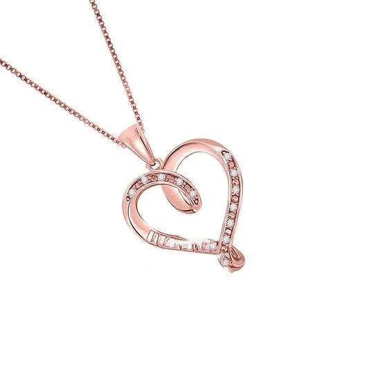 JMS always Original Maulijewels 10K Rose Gold 005 Carat Diamond I LOVE YOU Pendant with 18 Gold Plated 925 Sterling Silver Box Chain Necklaces JMS always Original Maulijewels 10K Rose Gold 005 Carat Diamond I LOVE YOU Pendant with 18 Gold Plated 925 Sterling Silver Box Chain Necklaces