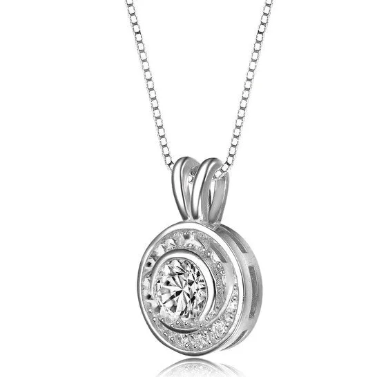 JMS always Original Megan Walford Elegant Sterling Silver Round Clear Cubic Zirconia Solitaire Pendant Necklace Necklaces JMS always Original Megan Walford Elegant Sterling Silver Round Clear Cubic Zirconia Solitaire Pendant Necklace Necklaces