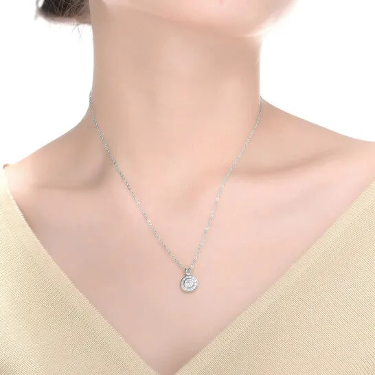 JMS always Original Megan Walford Elegant Sterling Silver Round Clear Cubic Zirconia Solitaire Pendant Necklace Necklaces JMS always Original Megan Walford Elegant Sterling Silver Round Clear Cubic Zirconia Solitaire Pendant Necklace Necklaces