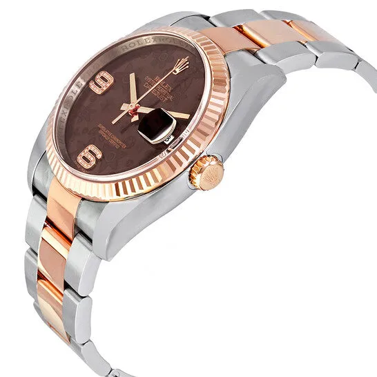 JMS always PreStyled Sets Original Rolex Oyster Perpetual Datejust 36 Chocolate Floral Diamond Dial Steel 18K Everose Gold Unisex Watch 116231CHFDAO JMS always PreStyled Sets Original Rolex Oyster Perpetual Datejust 36 Chocolate Floral Diamond Dial Steel 18K Everose Gold Unisex Watch 116231CHFDAO