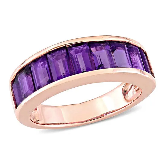 JMS always Rings Original Amour 2 13 CT TGW BaguetteCut AfricanAmethyst SemiEternity Anniversary Band in Sterling Silver