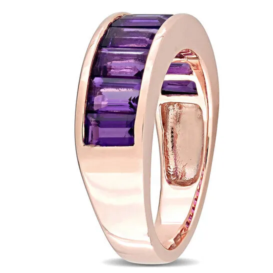 JMS always Rings Original Amour 2 13 CT TGW BaguetteCut AfricanAmethyst SemiEternity Anniversary Band in Sterling Silver