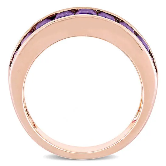 JMS always Rings Original Amour 2 13 CT TGW BaguetteCut AfricanAmethyst SemiEternity Anniversary Band in Sterling Silver
