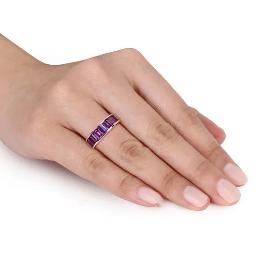 JMS always Rings Original Amour 2 13 CT TGW BaguetteCut AfricanAmethyst SemiEternity Anniversary Band in Sterling Silver