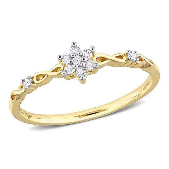 JMS always Rings Original Amour Yellow Plated Sterling Silver 110 CT TW Diamond Floral Promise Ring